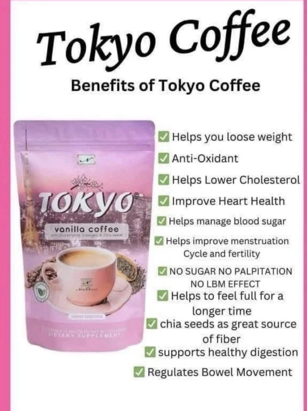 Tokyo Vanilla Coffee ~ NAMIROSEUS Slimming Coffee 10sachet | 21g