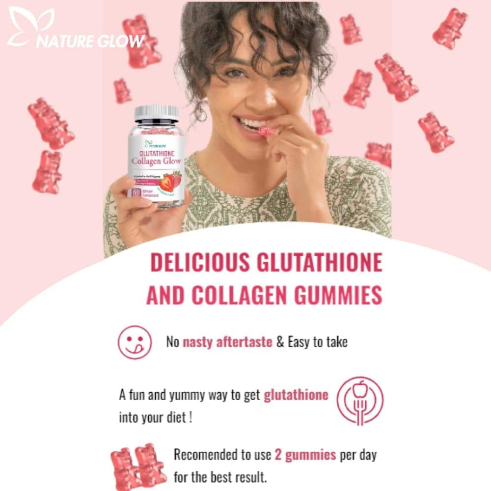 NATURE GLOW Gluta-Collagen Glow Gummies | 60 Cranberry Gummies