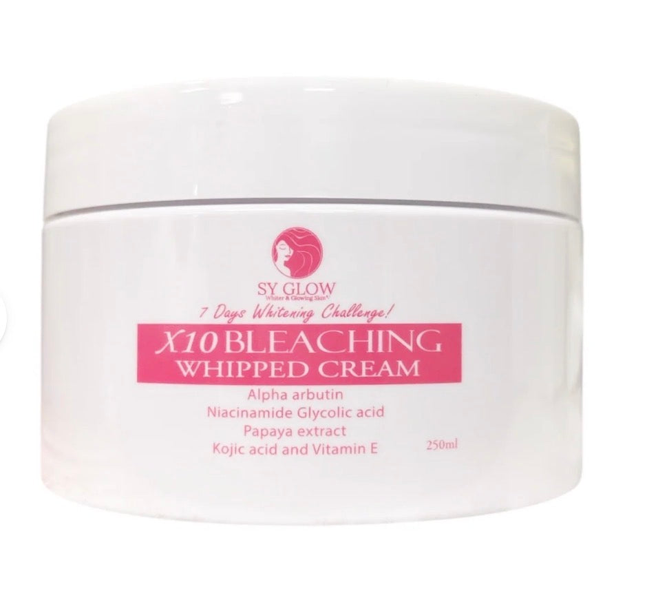 SY GLOW X10 Bleaching Whipped Cream – 250ml | Enriched with Alpha Arbutin, Niacinamide, Glycolic Acid, Papaya Extract, Kojic Acid & Vitamin E | Nourishes & Revitalizes Skin for a Smooth, Radiant Complexion