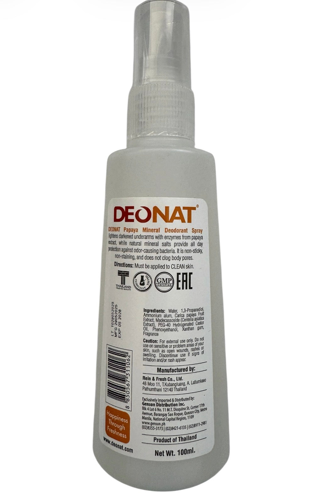 DEONAT Mineral Deodorant Spray 100ml -Papaya