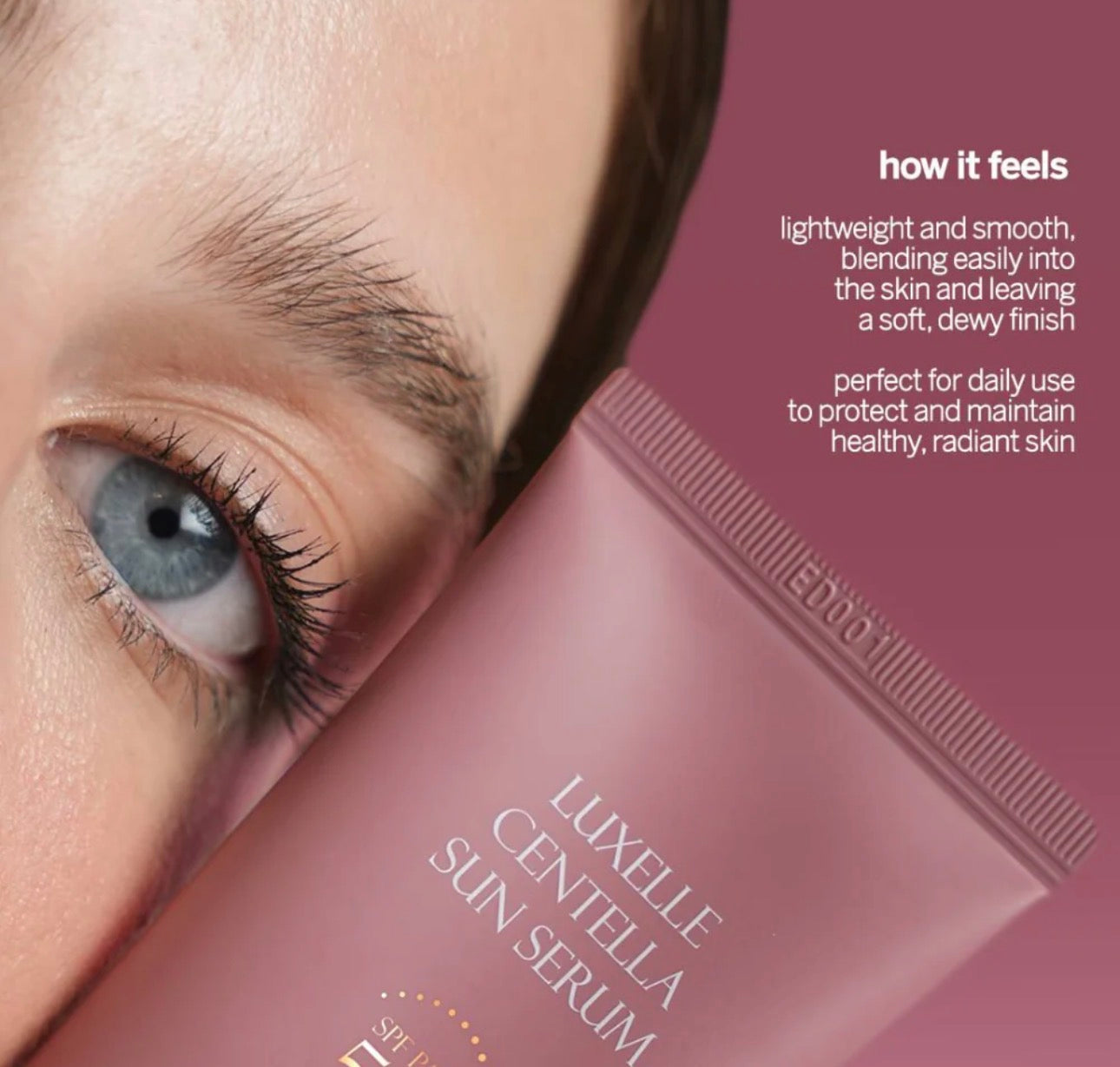 LUXELLE Centella Sun Serum SPF 50 PA++++ - Lightweight, Non-Greasy Sunscreen with Centella Asiatica, Niacinamide & Hyaluronic Acid for All Skin Types - 50ml
