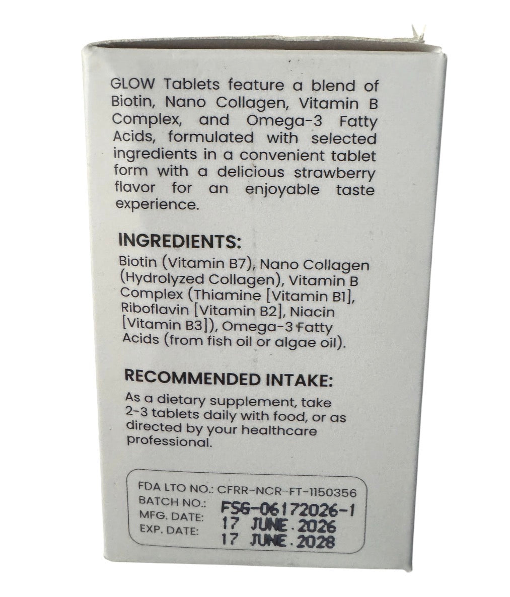 Healthmate GLOW 60 Chewable Tablets Biotin ,Collagen.Vit B complex