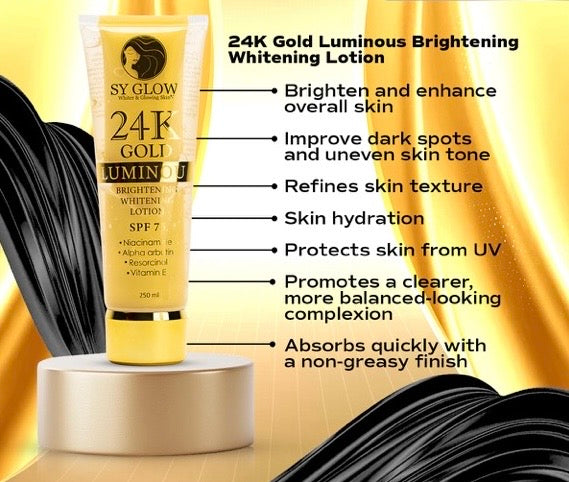 SY GLOW 24K GOLD LUMINOUS BRIGHTENING WHITENING LOTION SPF75 - 250ML