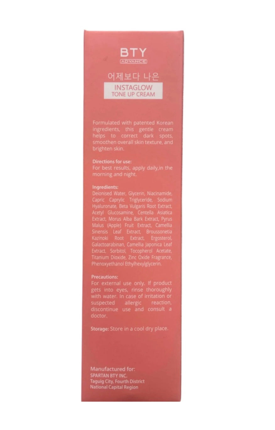 BTY Advance Instaglow Tone Up Cream 200mL – Daily Moisturizer with Niacinamide & Hyaluronic Acid, Korean-Inspired Formula