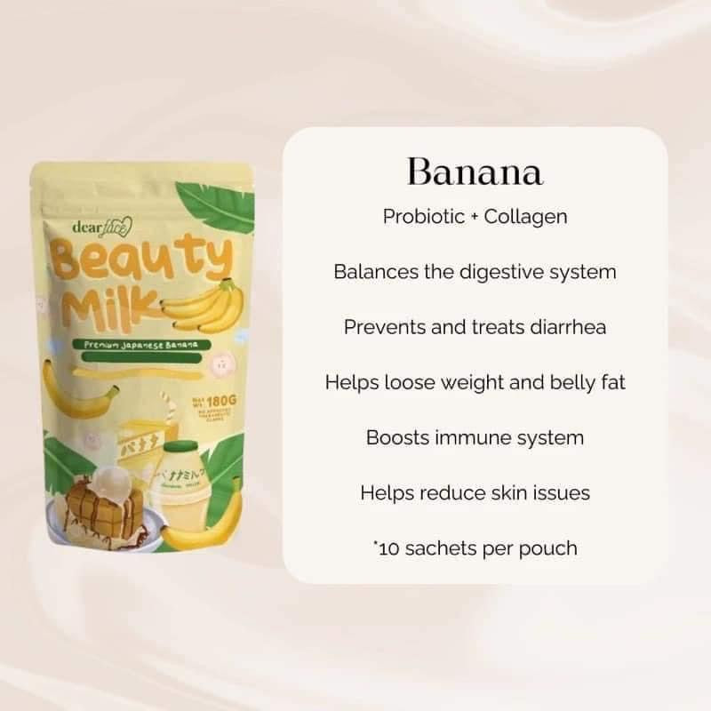 Dear face - Beauty Milk Premium Japanese Banana Probiotic + collagen drink 10x18g