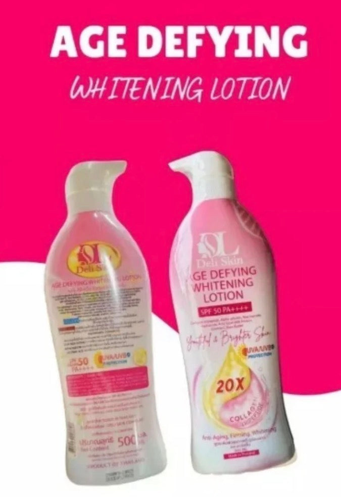 DELI SKIN - AGE DEFYING WHITENING LOTION SPF50 PA++ 20x COLLAGEN TRIPEPTIDE 500ml