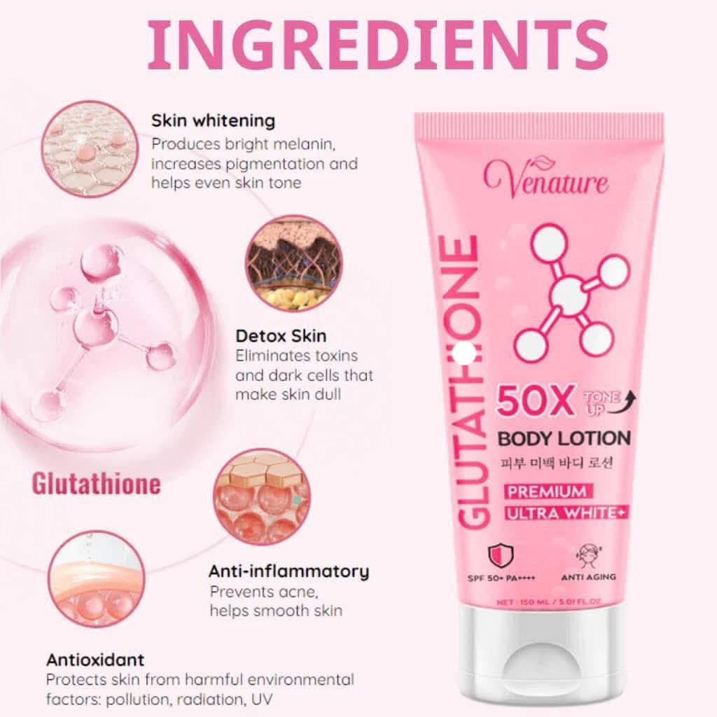 Venature - Glutathione 50X Whitening Body Lotion Premium Ultra white 150ml