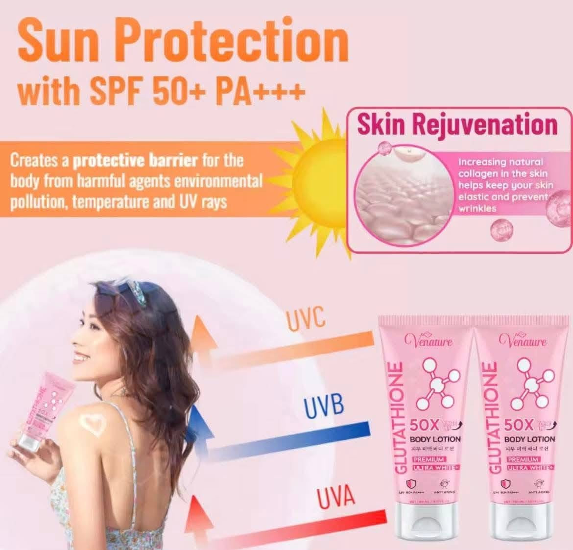 Venature - Glutathione 50X Whitening Body Lotion Premium Ultra white 150ml