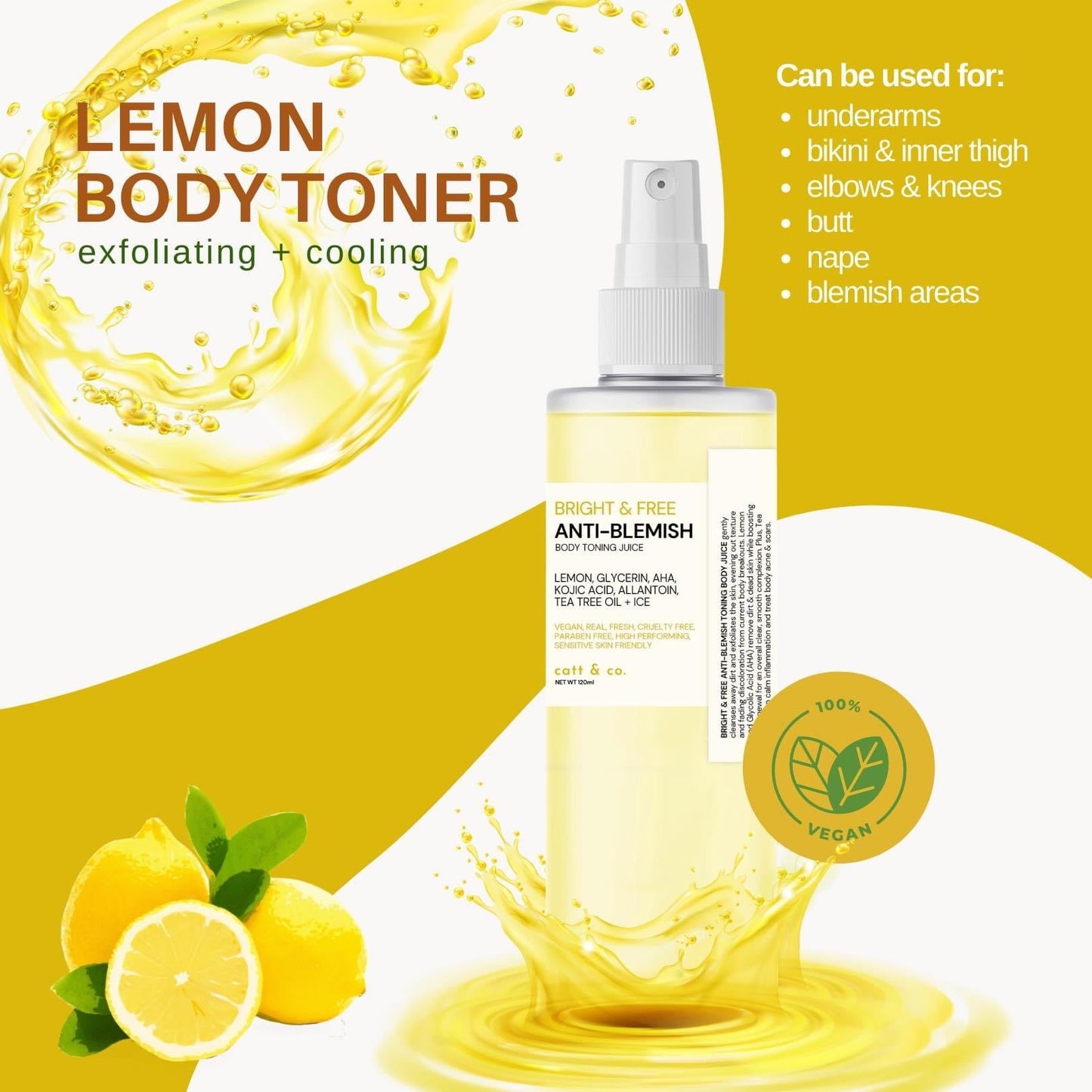 Catt & co. Bright & Free Anti-Blemish Body Toning Juice 100ML