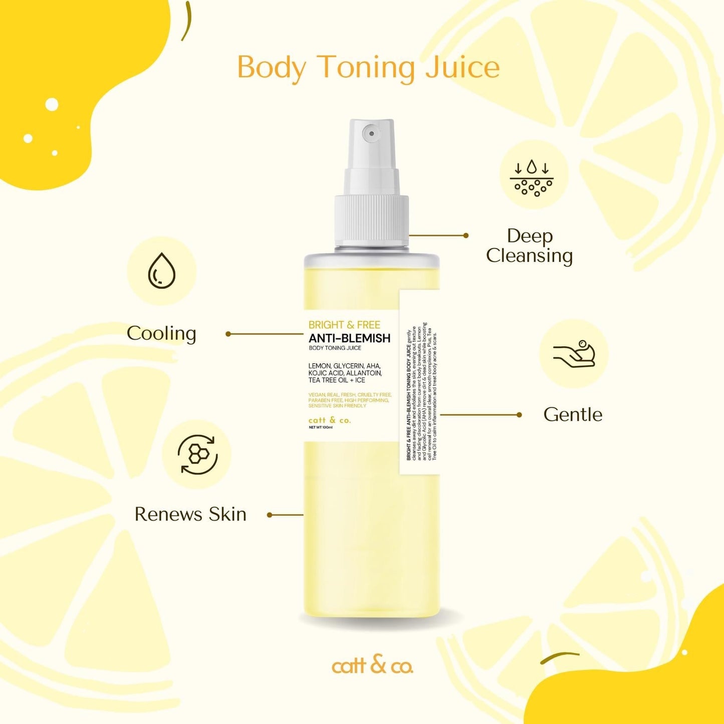 Catt & co. Bright & Free Anti-Blemish Body Toning Juice 100ML