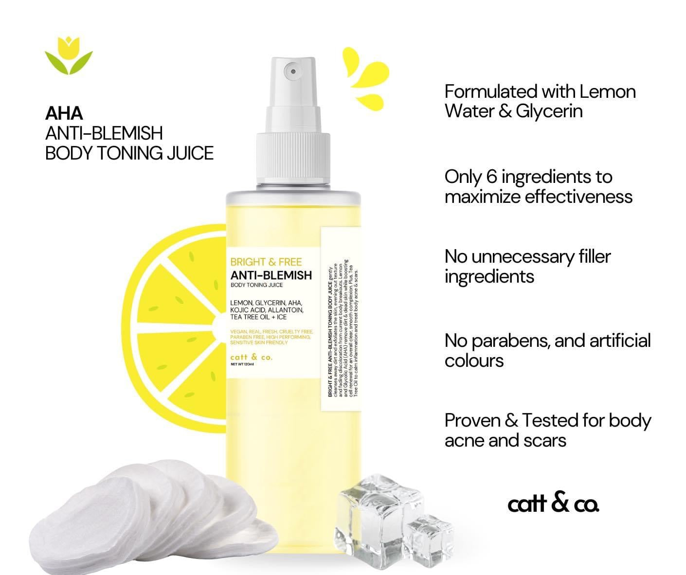 Catt & co. Bright & Free Anti-Blemish Body Toning Juice 100ML