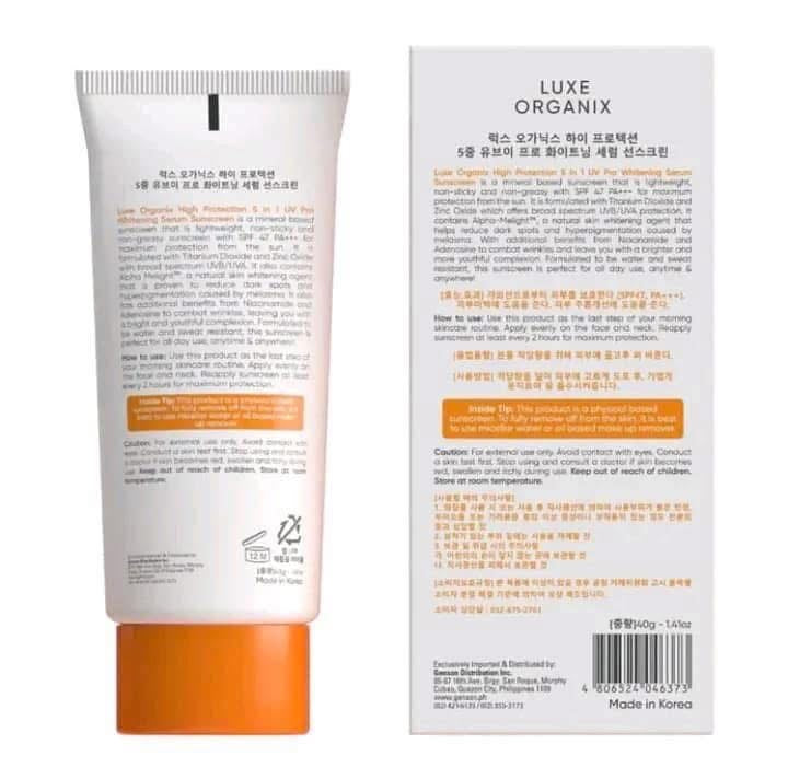 Luxe organix 5in1 UV Pro whitening serum sunscreen spf47 PA+++ 40ml