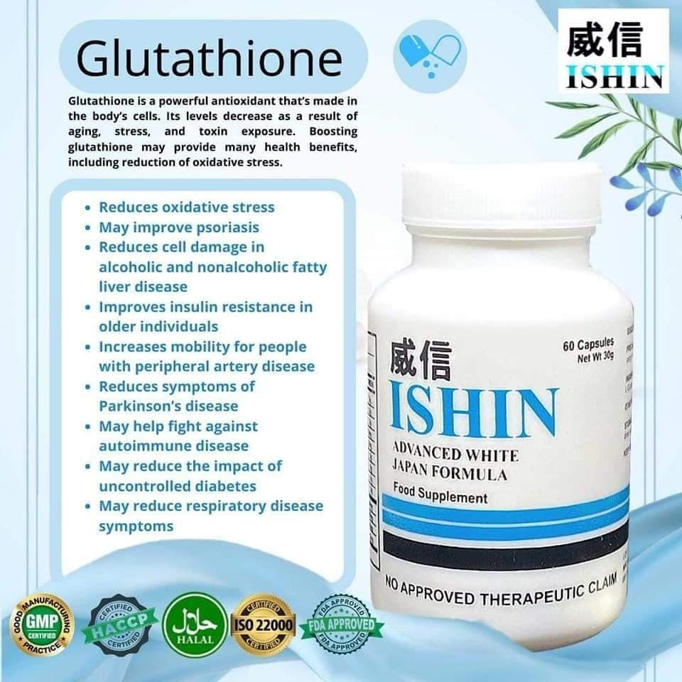 ISHIN GLUTATHIONE ADVANCED WHITE JAPAN FORMULA 60CAPS/BTL - Shop Essential Skin Care Products online | Natural Organic skin care products | ROSYSKIN ESSENTIALS LLC