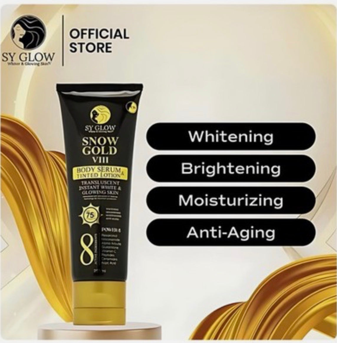 SY Glow Snow Gold VIII Body Serum & Tinted Lotion SPF 75, 200ml