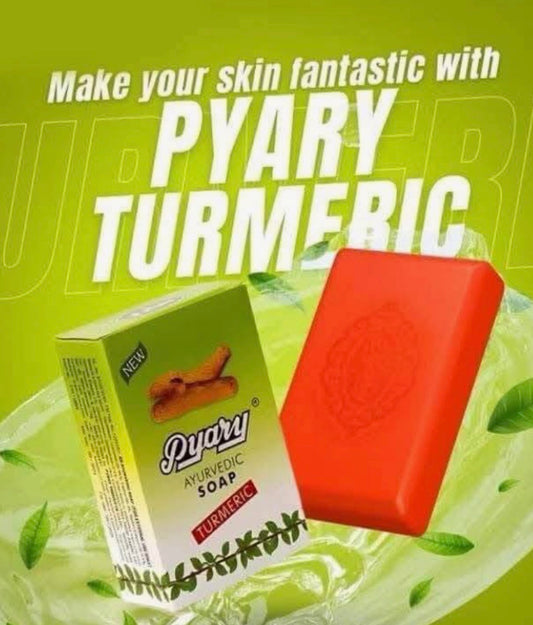Pyary 100% Vegetable Ayurvedic Soap with Turmeric & Natural Oils – Gentle Herbal Cleanser for Healthy, Radiant Skin – Free from Animal Fat – 75g Bar