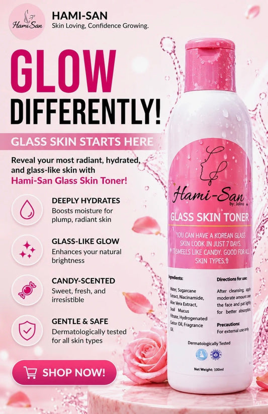 Hami-San Glass Skin Toner 100ml – Korean-Inspired Hydrating Facial Toner with Niacinamide, Aloe Vera & Snail Mucin for Smooth Radiant-Looking Skin