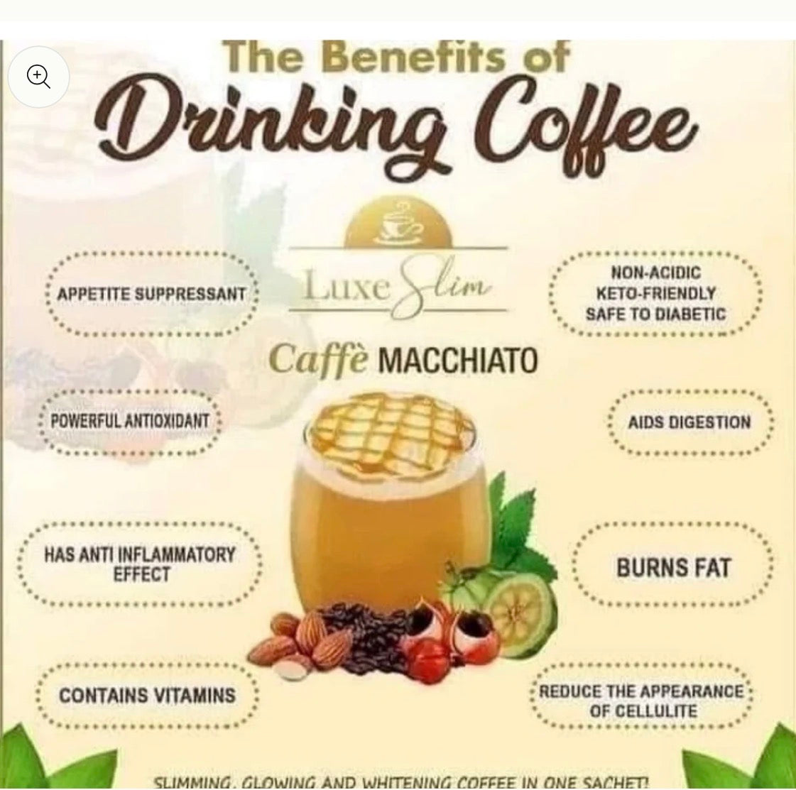 Luxe Slim Caffe Macchiato - Slimming Coffee With Collagen & Glutathione - 8 sachet