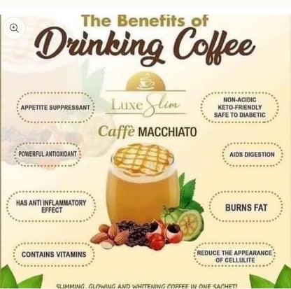 Luxe Slim Caffe Macchiato - Slimming Coffee With Collagen & Glutathione - 8 sachet