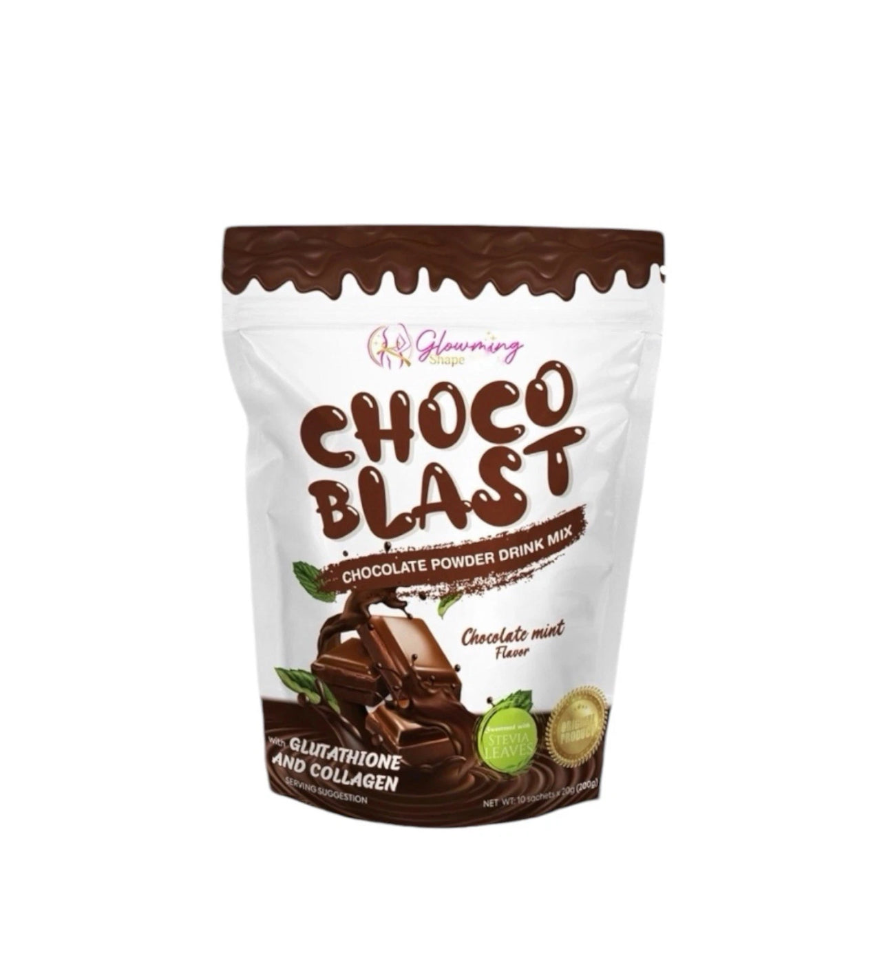 Cris cosmetics glowming shape choco blast - chocolate mint flavor 10 sachet