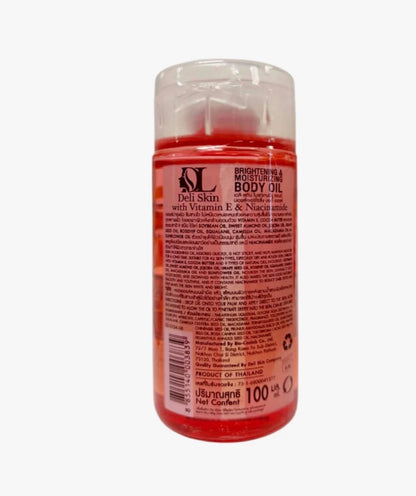 Deli Skin Brightening & Moisturizing Body Oil 100ml – with Vitamin E & Niacinamide, Lightweight Nourishing Body Oil for Smooth & Hydrated Skin