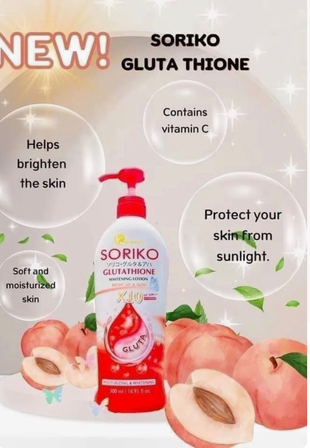 Soriko Glutathione Body Lotion with SPF 50 PA+++ (500ml)