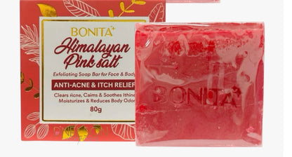 BONITA Himalayan Pink Salt Exfoliating Soap Bar – With Tranexamic Acid, Rice Ferment, Abalone Ferment, Bergamot & Orange Peel - 80g
