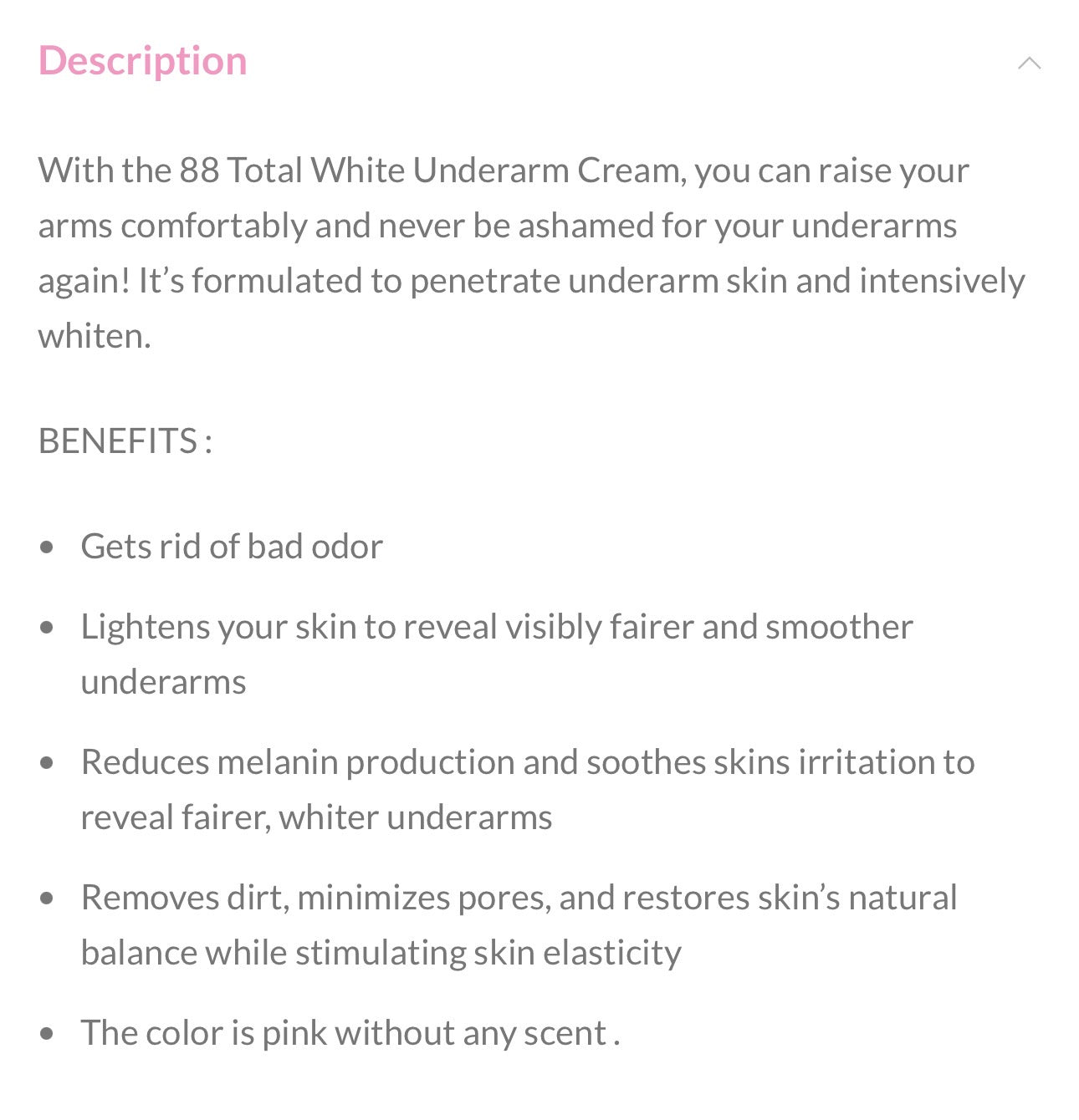88 Total White Underarm Cream pink