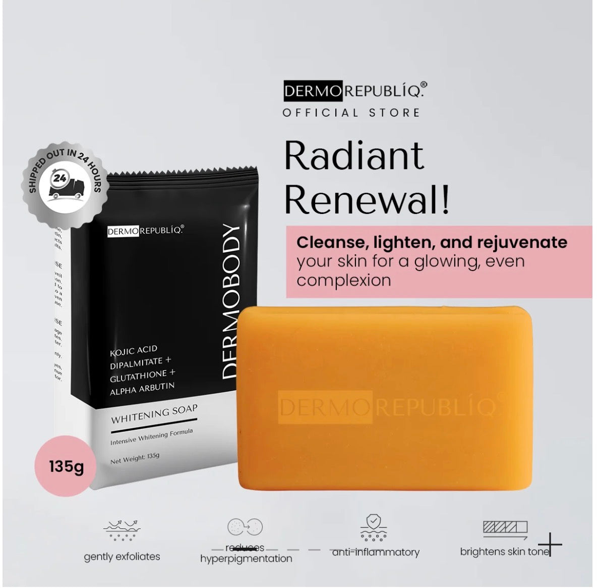 DERMO REPUBLIQ® Dermo Body Kojic Acid Dipalmitate Soap 135g