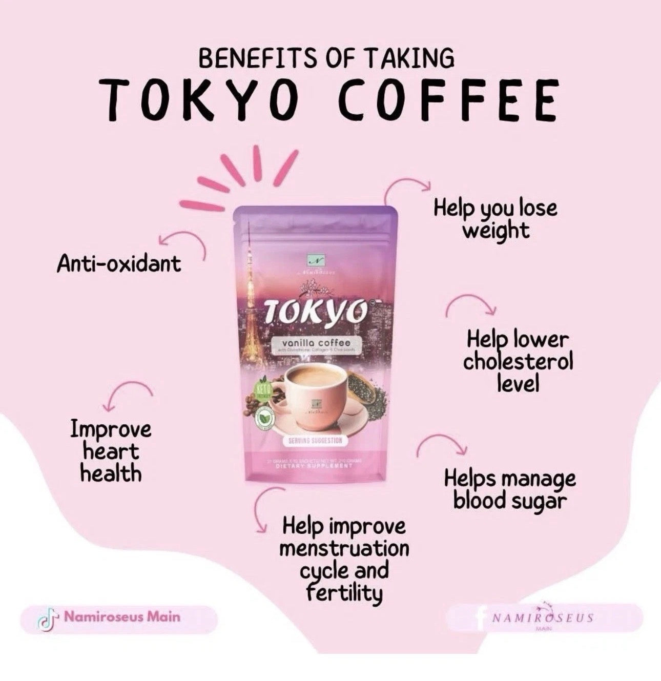 Tokyo Vanilla Coffee ~ NAMIROSEUS Slimming Coffee 10sachet | 21g