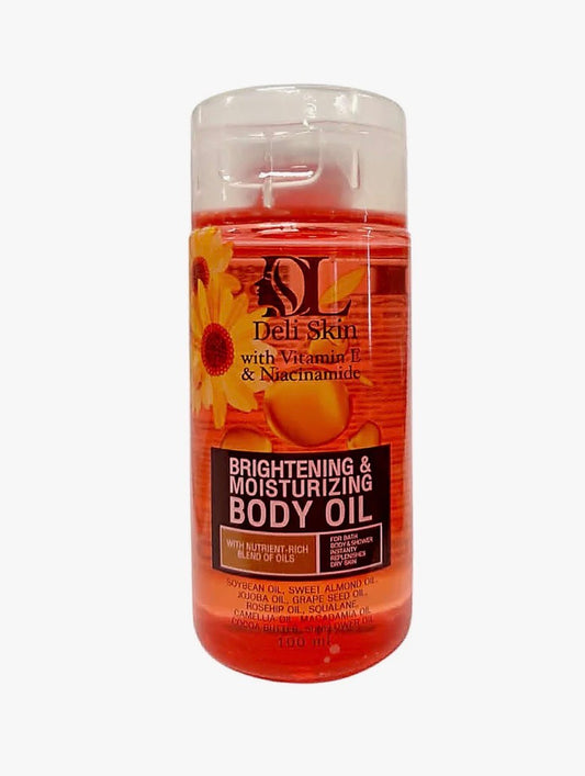 Deli Skin Brightening & Moisturizing Body Oil 100ml – with Vitamin E & Niacinamide, Lightweight Nourishing Body Oil for Smooth & Hydrated Skin