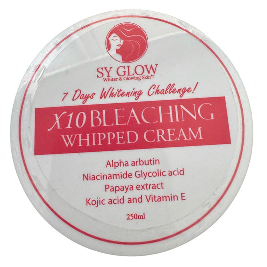 SY GLOW X10 Bleaching Whipped Cream – 250ml | Enriched with Alpha Arbutin, Niacinamide, Glycolic Acid, Papaya Extract, Kojic Acid & Vitamin E | Nourishes & Revitalizes Skin for a Smooth, Radiant Complexion