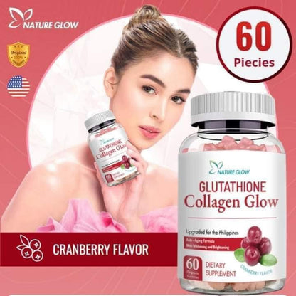NATURE GLOW Gluta-Collagen Glow Gummies | 60 Cranberry Gummies