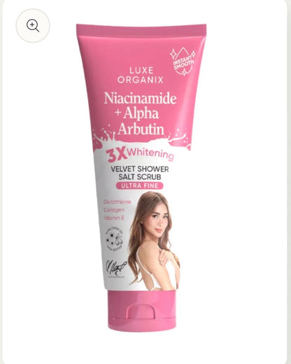 Niacinamide + Alpha Arbutin 3x Whitening Velvet Shower Salt Scrub -320g (Pink)