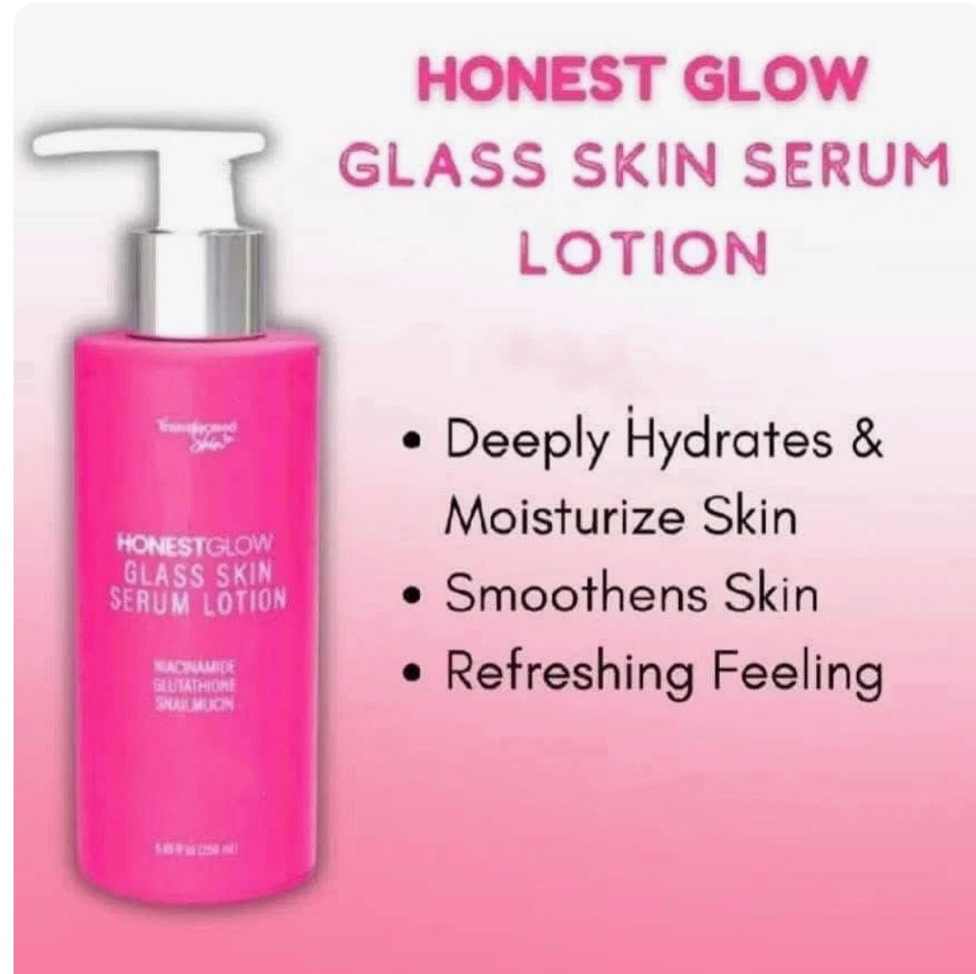 HONEST GLOW Glass Skin Serum Lotion - Niacinamide, Glutathione & Snail Mucin for Radiant Skin - SPF 50 PA++- 8.45 fl oz (250 ml)