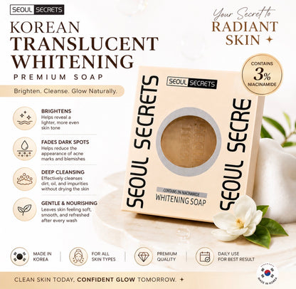 Seoul Secrets Korean Translucent Whitening Premium Soap with 3% Nicotinamide 80g