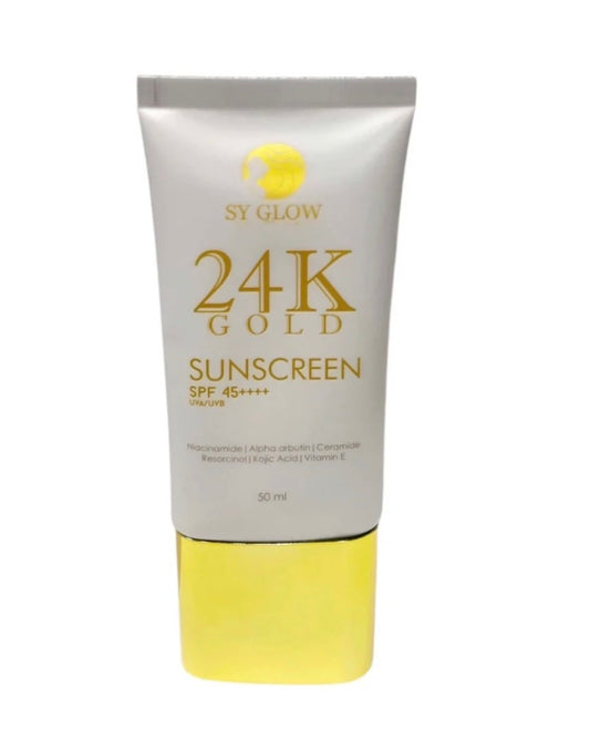SY GLOW 24K GOLD SUNSCREEN SPF45+ Spectrum Niacinamide Ceramides 50ml