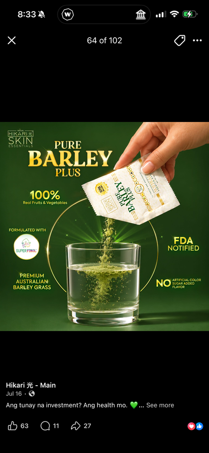 Beauty&U Hikari Skin Essentials Pure Barley Plus (10 sachets x 30g)