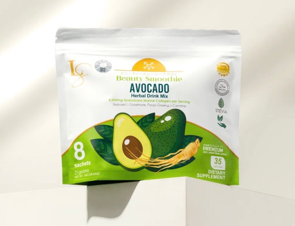 Luxe Slim Beauty Smoothie AVOCADO Hydrolyzed Marine Collagen Drink 21g x 8 Sachets