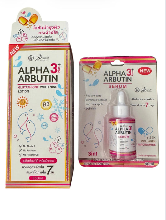 Alpha Arbutin 3 plus Gluthathione lotion 350 ml and serum