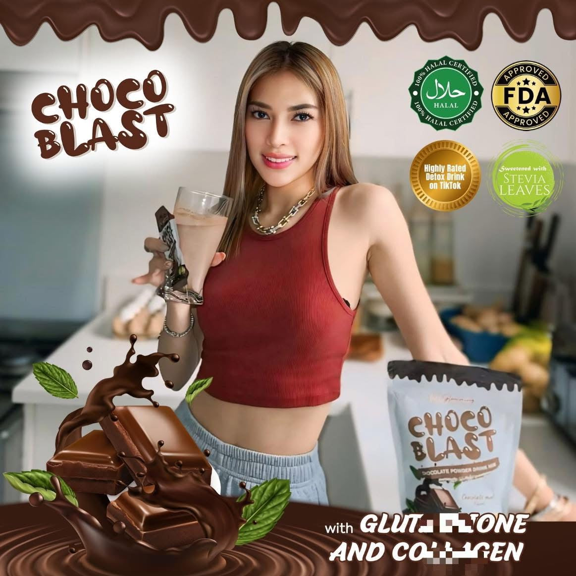 Cris cosmetics glowming shape choco blast - chocolate mint flavor 10 sachet