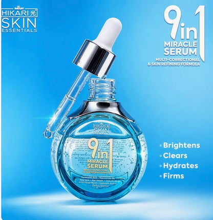 Hikari Skin Essentials 9-in-1 Miracle Serum 30ml – Multi-Correctional Skin Refining Formula with Niacinamide 5%, Tranexamic Acid 2%, Alpha Arbutin & Hyaluronic Acid | Hydrating, Smoothing & Radiant Skin Care Serum