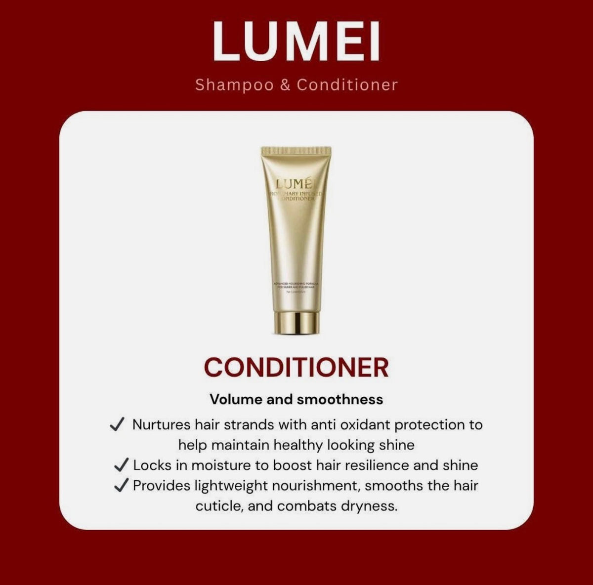 LUMÉI Rosemary Infused Shampoo & Conditioner, 255ml