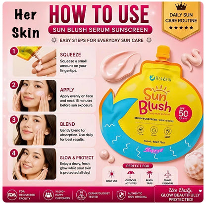 HERSKIN Sun Blush SPF 50 PA+++ Daily Multi-Defense Serum Sunscreen - 50g