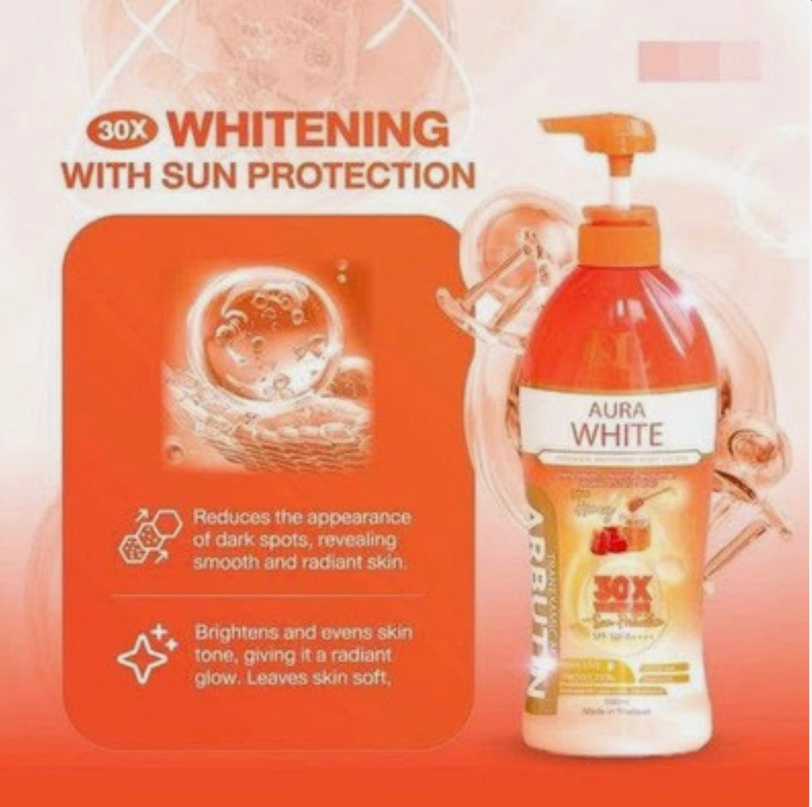 Deli Skin Aura White Body Lotion 500ml | Honey, Tranexamic Acid & Niacinamide Daily Moisture Care with SPF50 PA++++