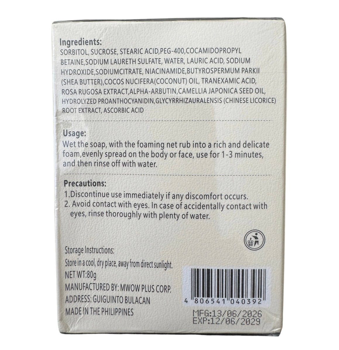 Seoul Secrets Korean Translucent Whitening Premium Soap with 3% Nicotinamide 80g