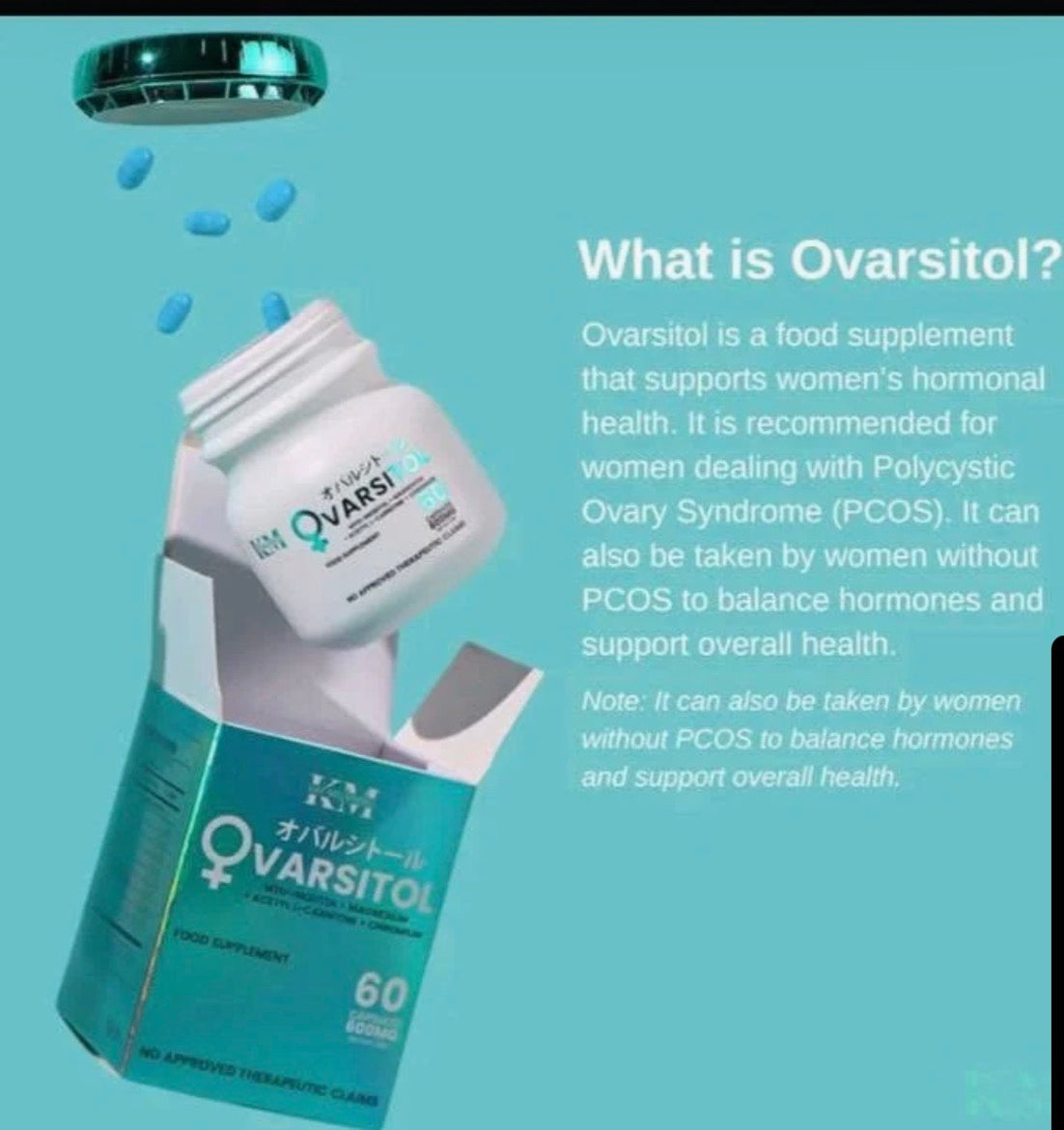 KAT MELENDEZ OVARSITOL Women’s Hormone Balance Supplement | Myo-Inositol + Magnesium + Acetyl L-Carnitine + Chromium | Supports Hormonal Health, Fertility & Metabolism | 60 Capsules