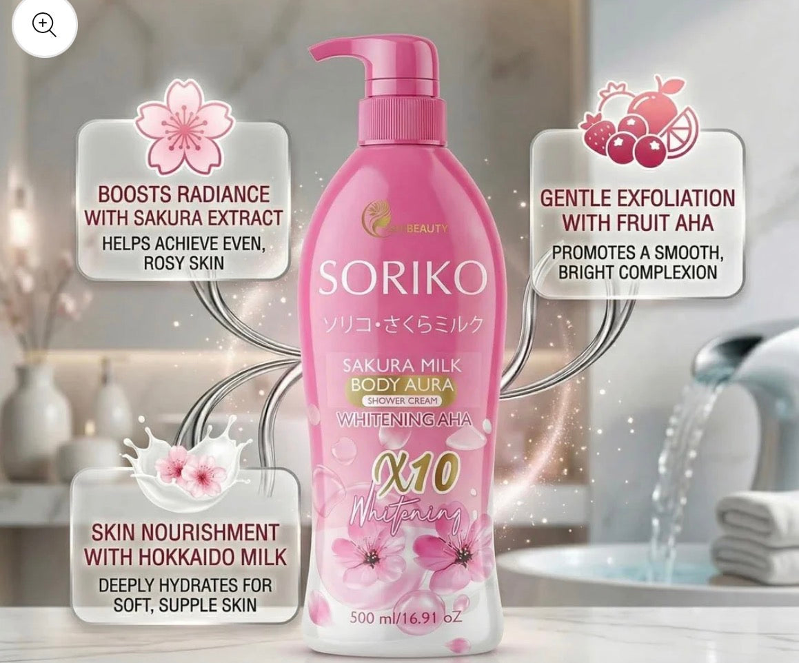 Soriko Sakura Milk Body Aura Shower Cream 500ml
