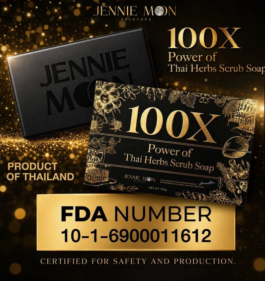 Jennie Moon 100X Power of Thai Herbs Scrub Soap 100g | Premium Thai Herbal Body Scrub Soap with Botanical Extracts & Nourishing Oils