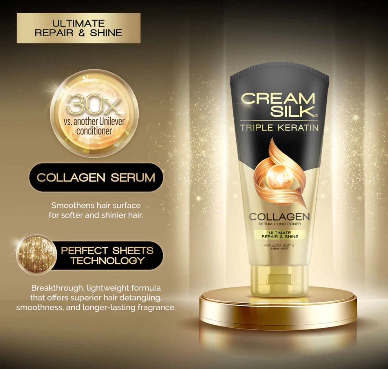 Cream Silk Triple Keratin Collagen Serum Conditioner 170ml