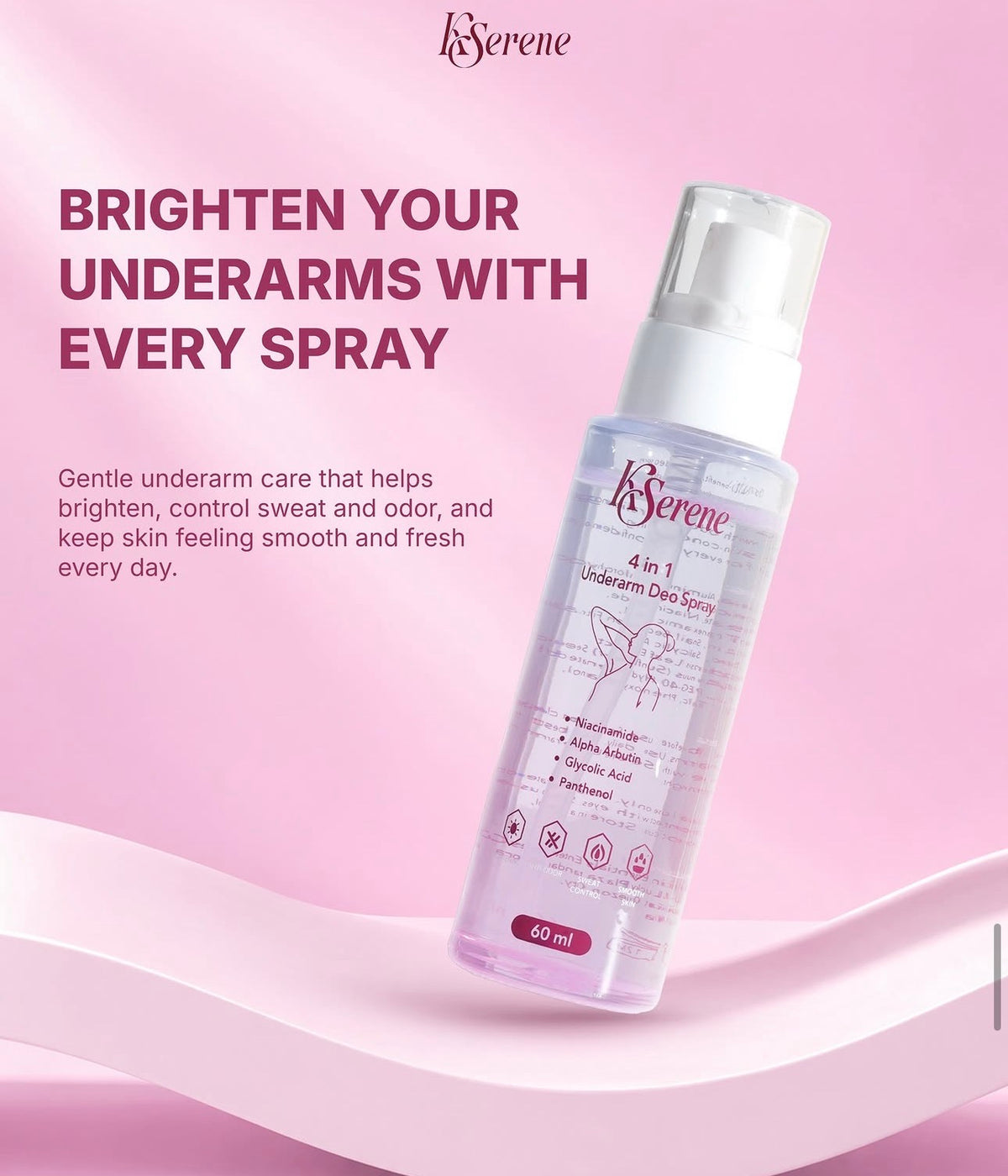 KSerene 4-in-1 Underarm Deo Spray 60ml